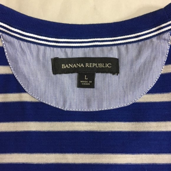 "NWOT" Banana Republic, Blue/White stripe, Short Sleeve Tee shirt, size L - Picture 4 of 8